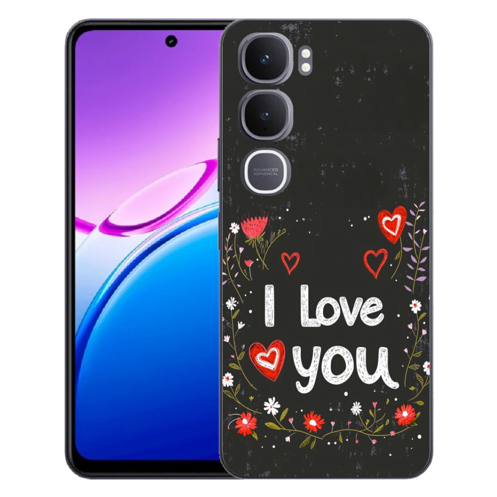 Gelový kryt mmCase na Vivo Y31 5G - I love you černé pozadí