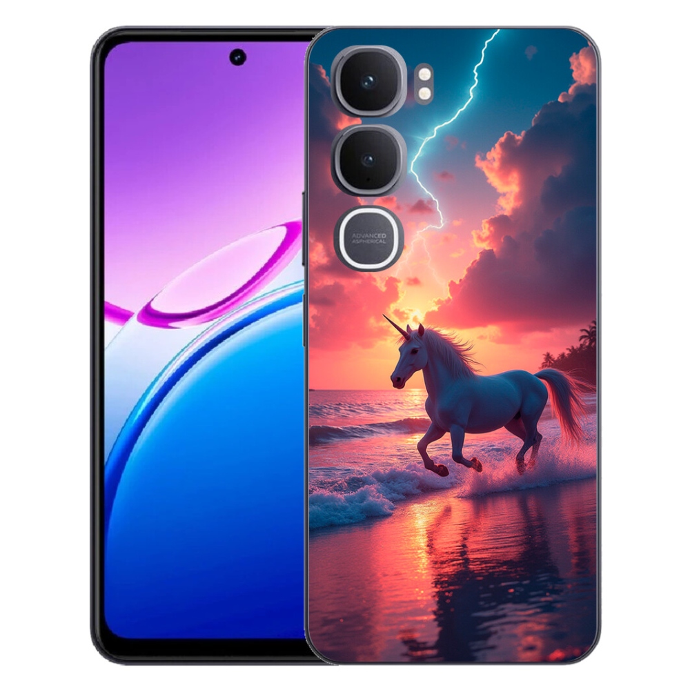 Gelový kryt mmCase na Vivo Y31 5G - jednorožec na pláži