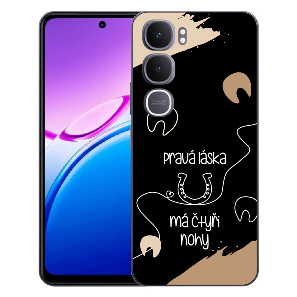 Gelový kryt mmCase na Vivo Y31 5G - koňský motiv černé pozadí