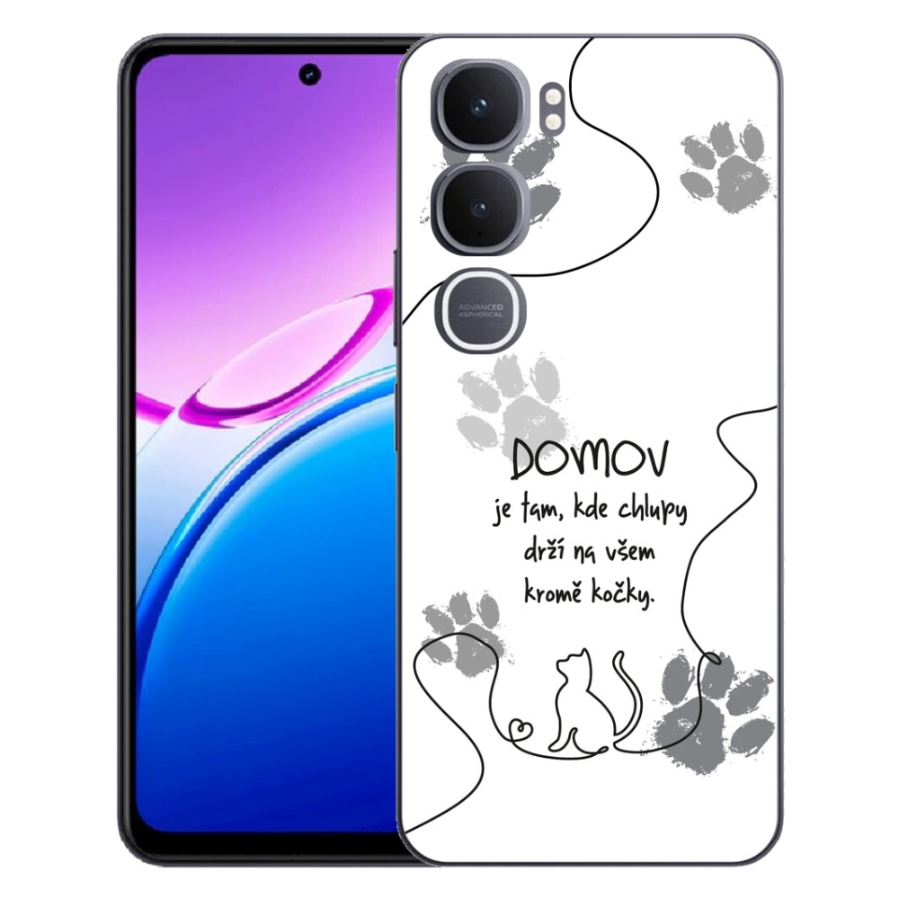 Gelový kryt mmCase na Vivo Y31 5G - kočičí motiv bílé pozadí