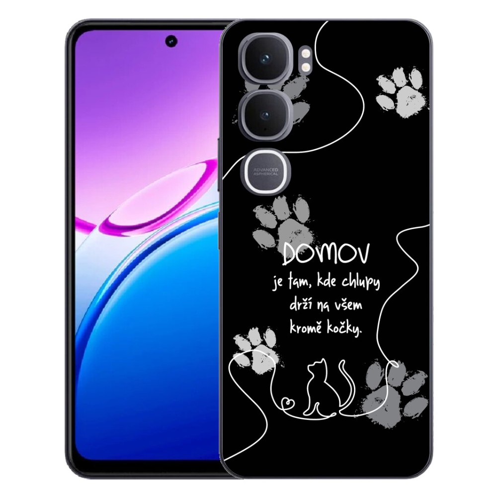 Gelový kryt mmCase na Vivo Y31 5G - kočičí motiv černé pozadí