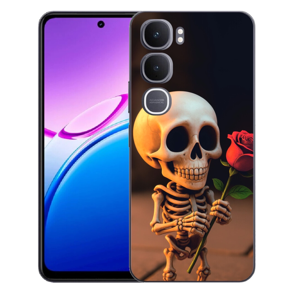 Gelový kryt mmCase na Vivo Y31 5G - kostlivec s růží