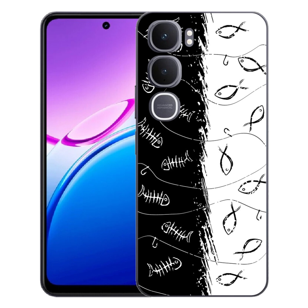 Gelový kryt mmCase na Vivo Y31 5G - kostry a rybky