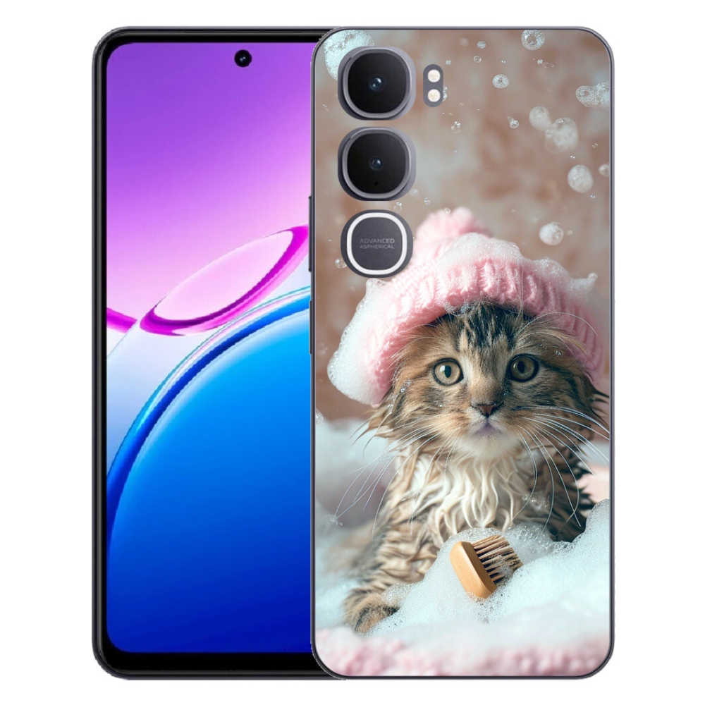 Gelový kryt mmCase na Vivo Y31 5G - kotě a koupel