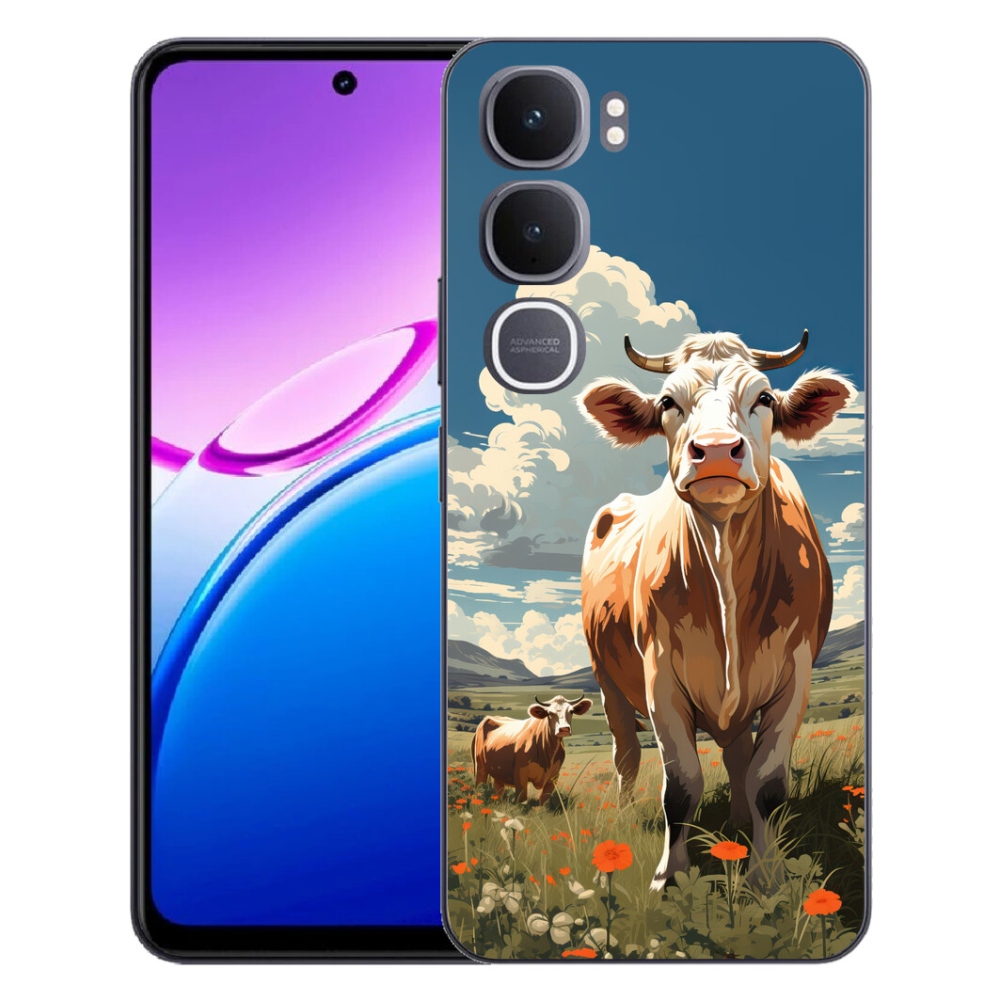 Gelový kryt mmCase na Vivo Y31 5G - krávy na louce