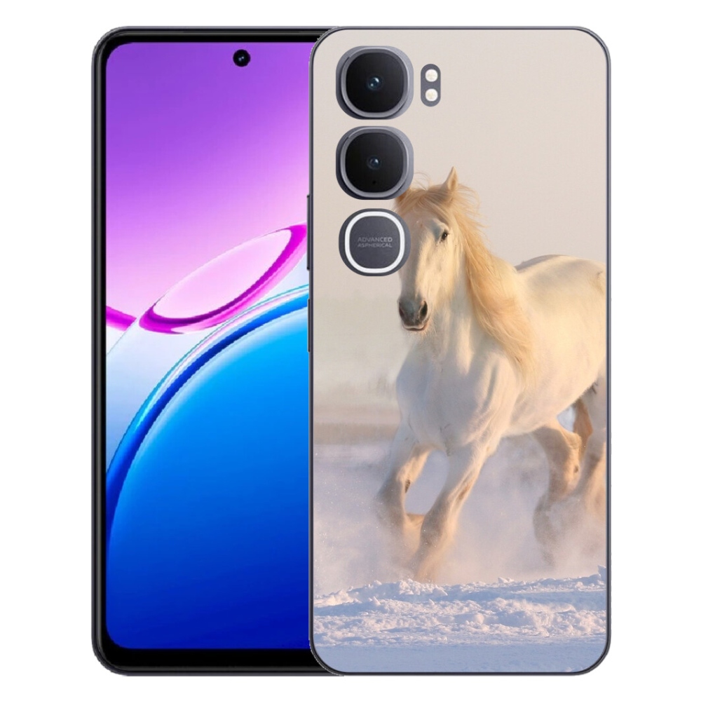 Gelový kryt mmCase na Vivo Y31 5G - kůň ve sněhu