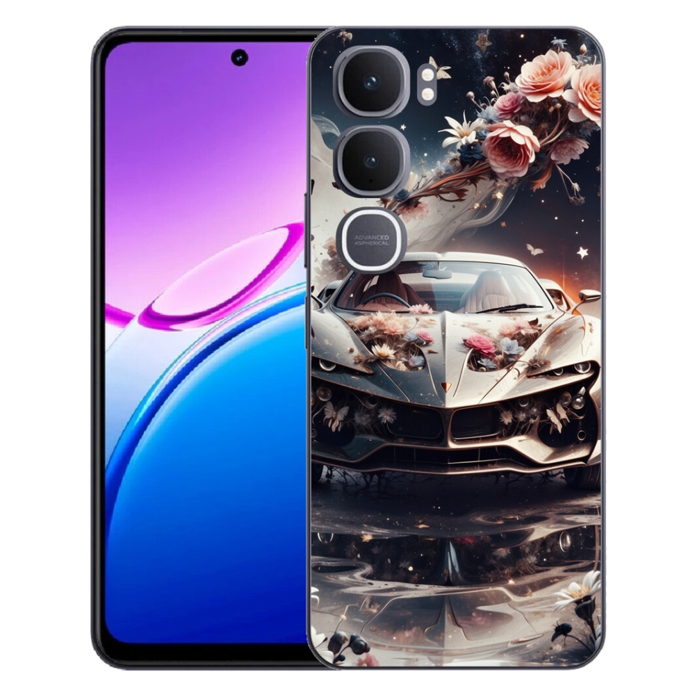 Gelový kryt mmCase na Vivo Y31 5G - květinový sportovní vůz
