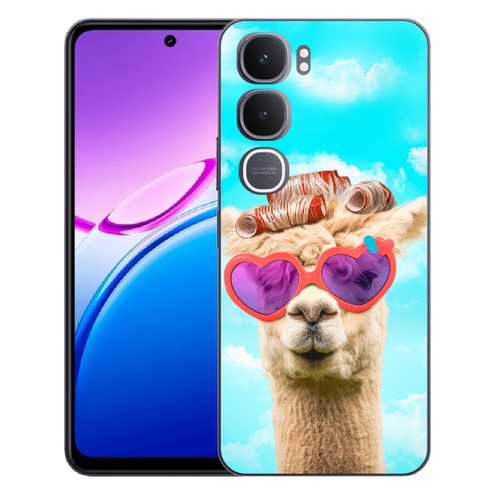 Gelový kryt mmCase na Vivo Y31 5G - lama s brýlemi