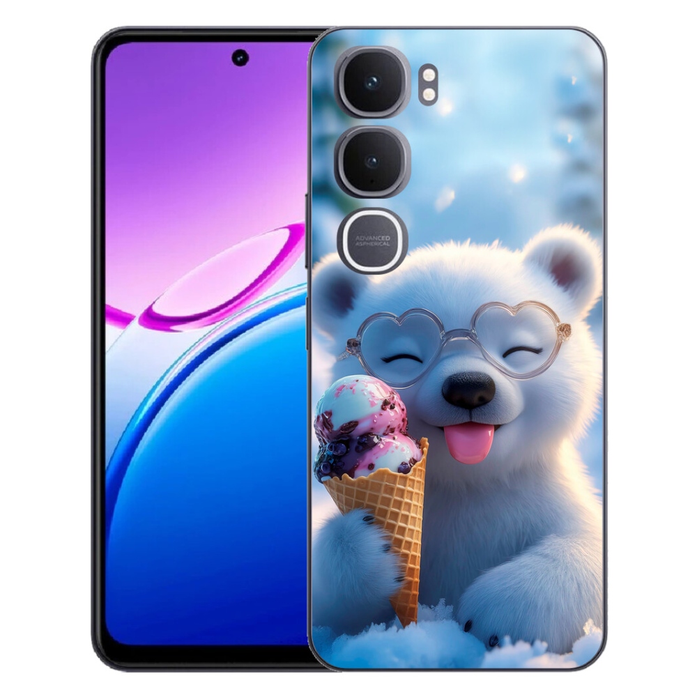 Gelový kryt mmCase na Vivo Y31 5G - medvídek se zmrzlinou