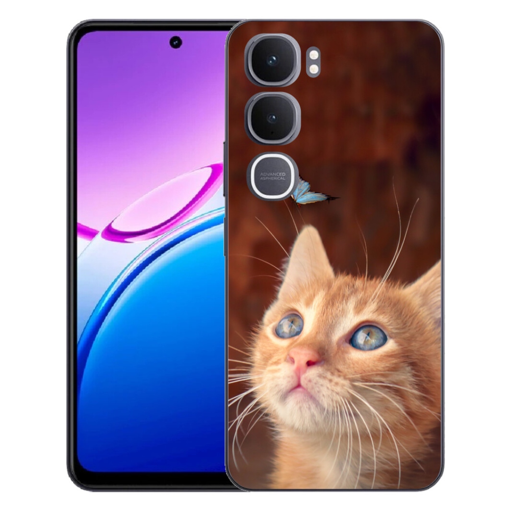 Gelový kryt mmCase na Vivo Y31 5G - motýl a kotě