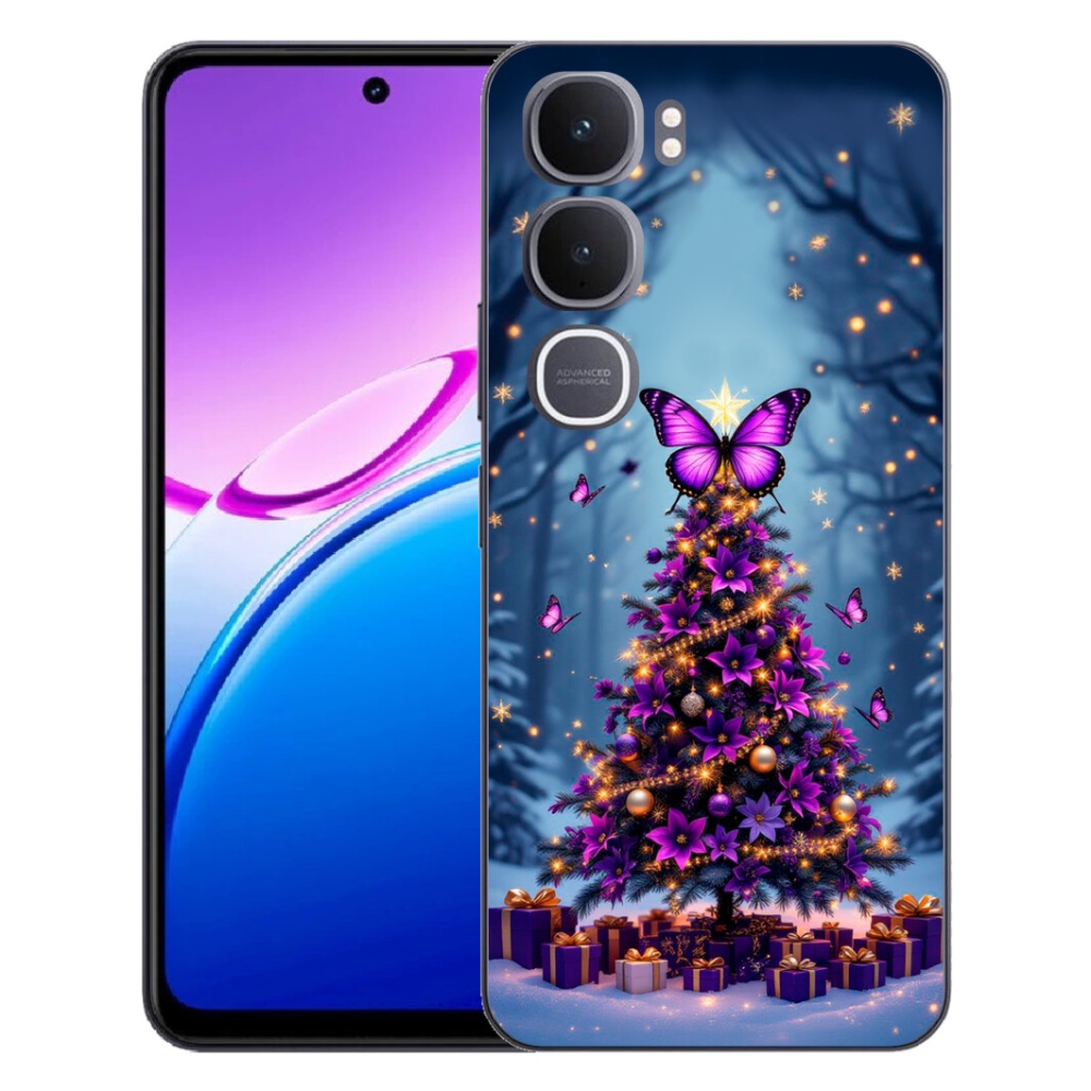 Gelový kryt mmCase na Vivo Y31 5G - motýlí vánoční stromek