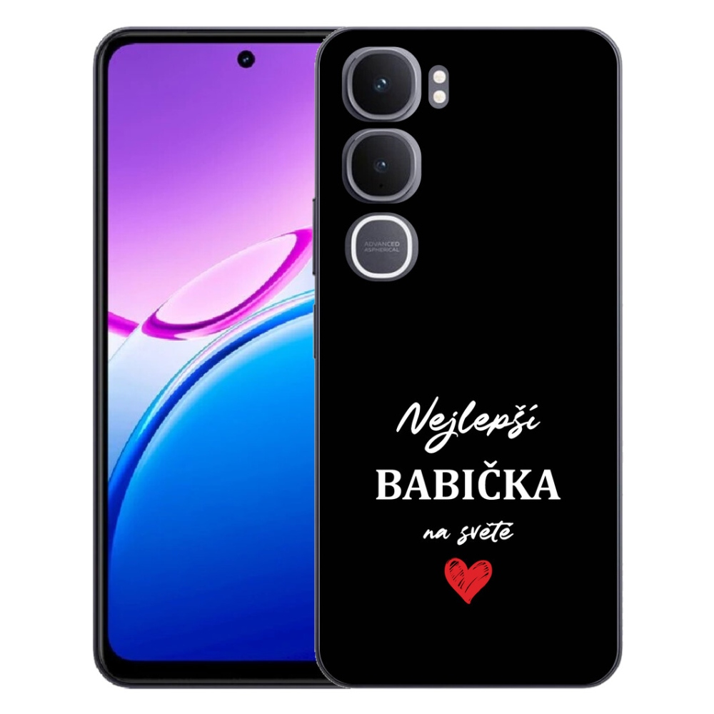 Gelový kryt mmCase na Vivo Y31 5G - nejlepší babička 1 černé pozadí