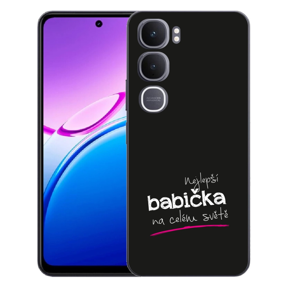 Gelový kryt mmCase na Vivo Y31 5G - nejlepší babička 4 černé pozadí