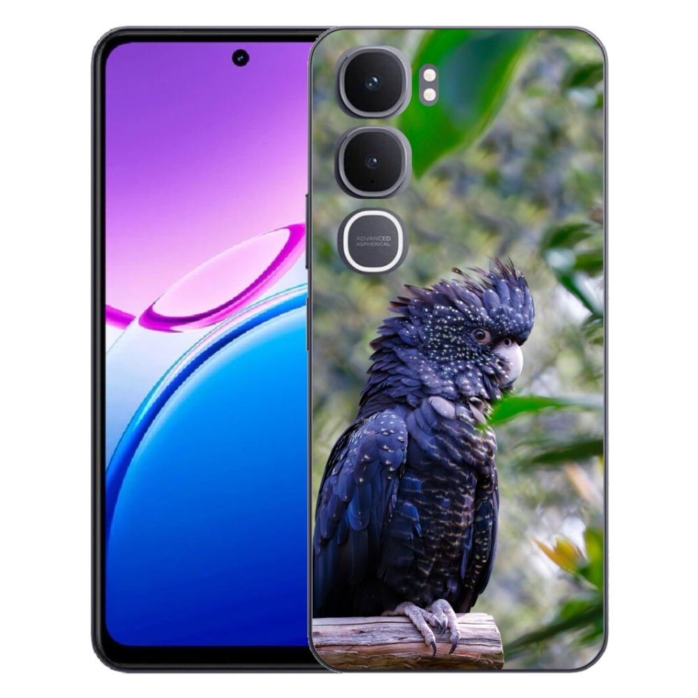 Gelový kryt mmCase na Vivo Y31 5G - papoušek kakadu černý