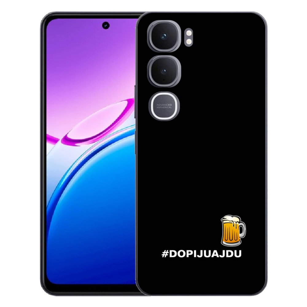 Gelový kryt mmCase na Vivo Y31 5G - pivní motiv 1 černé pozadí