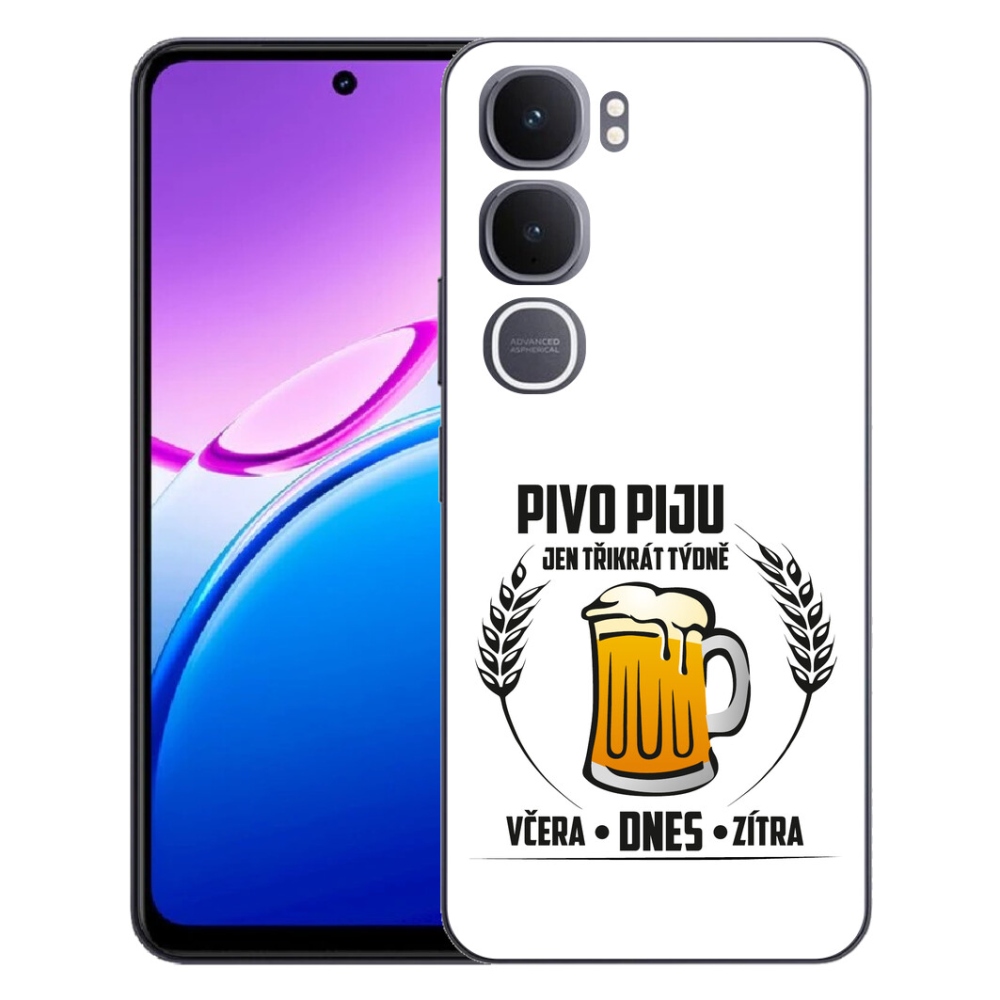Gelový kryt mmCase na Vivo Y31 5G - pivní motiv bílé pozadí