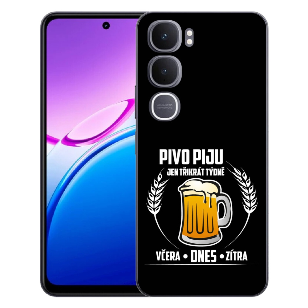 Gelový kryt mmCase na Vivo Y31 5G - pivní motiv černé pozadí