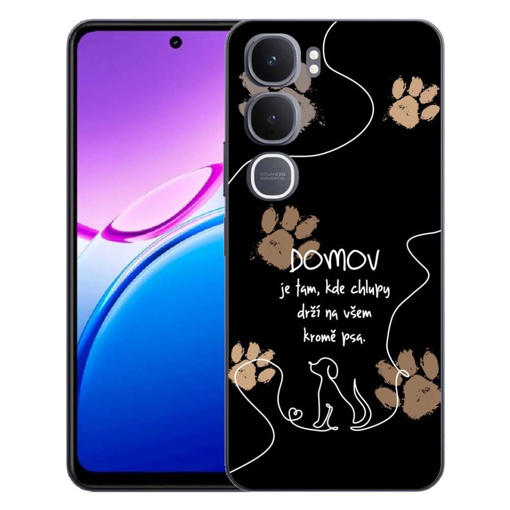 Gelový kryt mmCase na Vivo Y31 5G - psí motiv černé pozadí