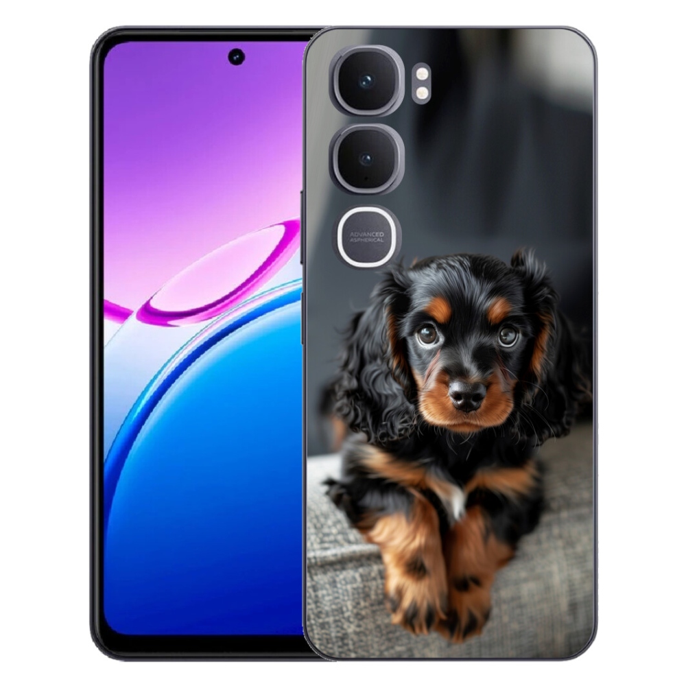 Gelový kryt mmCase na Vivo Y31 5G - roztomilý dlouhosrstý jezevčík