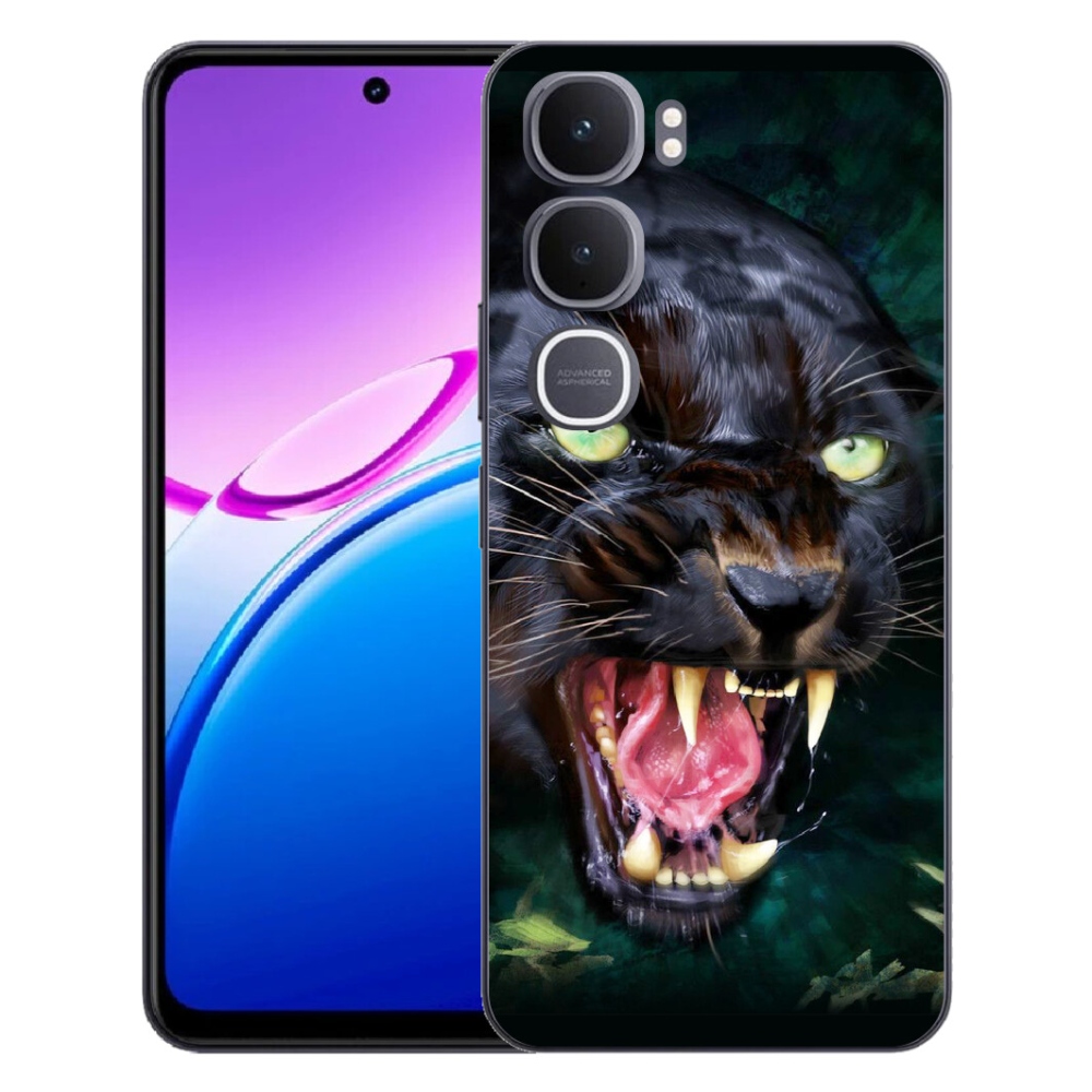 Gelový kryt mmCase na Vivo Y31 5G - rozzuřený černý panter