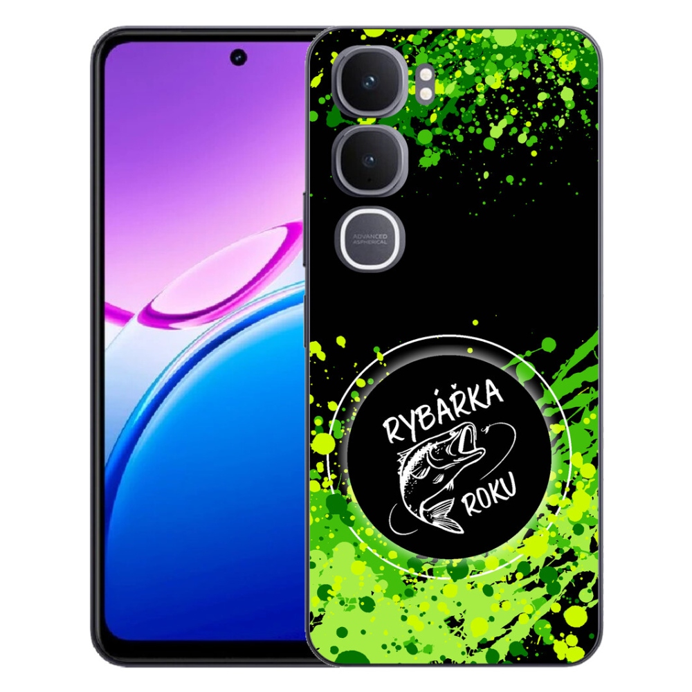 Gelový kryt mmCase na Vivo Y31 5G - rybářka roku černé pozadí