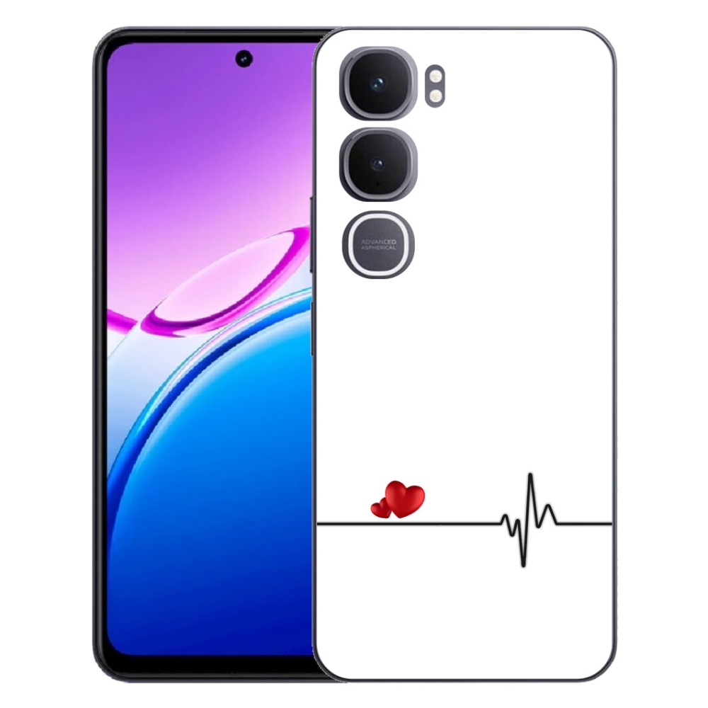 Gelový kryt mmCase na Vivo Y31 5G - srdce a tep bílé pozadí