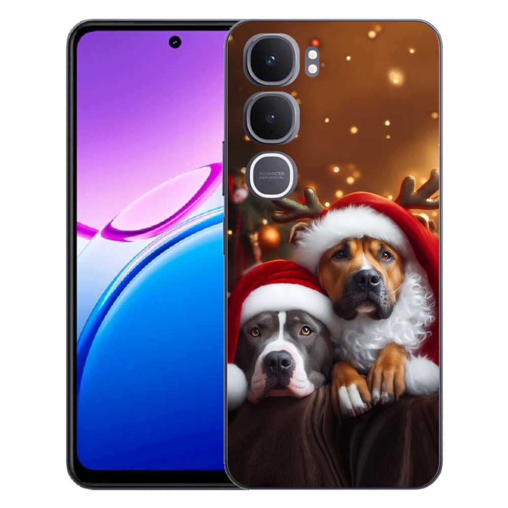 Gelový kryt mmCase na Vivo Y31 5G - vánoční psi