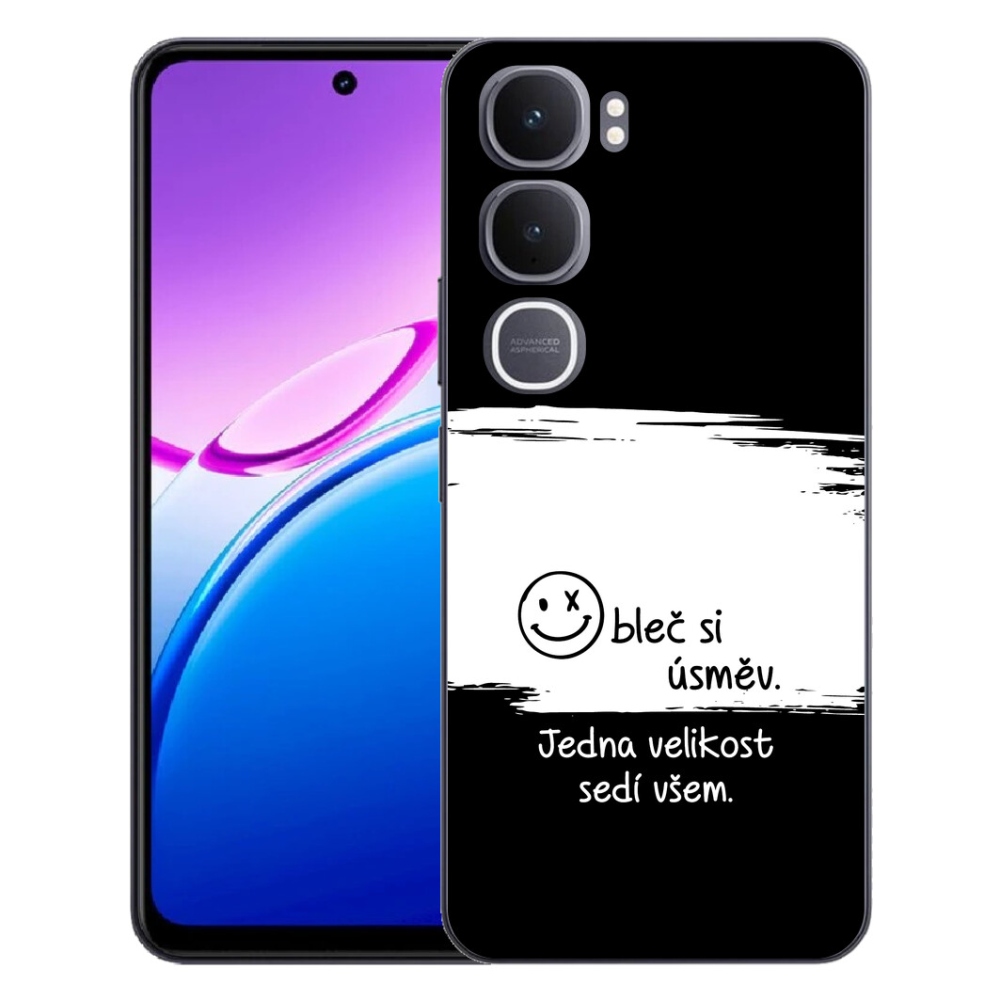 Gelový kryt mmCase na Vivo Y31 5G - vtipný text 8 bíločerné pozadí