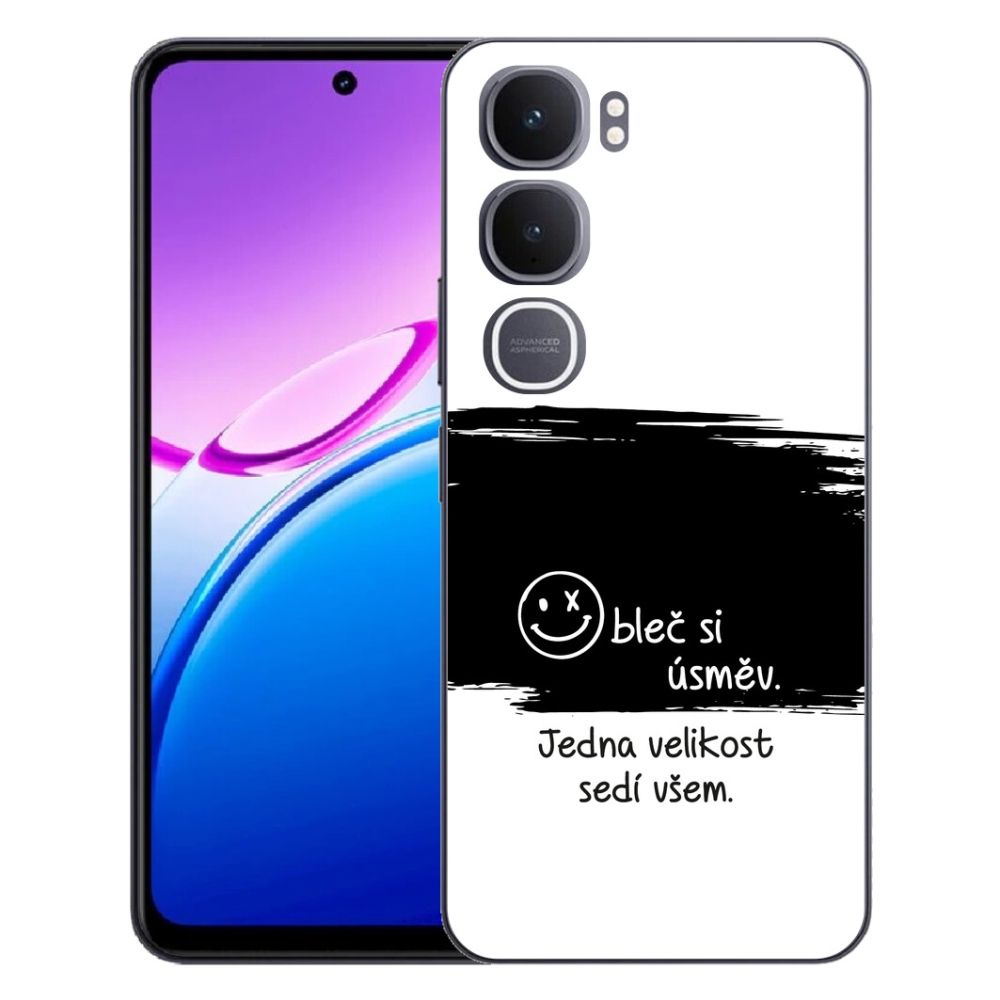 Gelový kryt mmCase na Vivo Y31 5G - vtipný text 8 černobílé pozadí