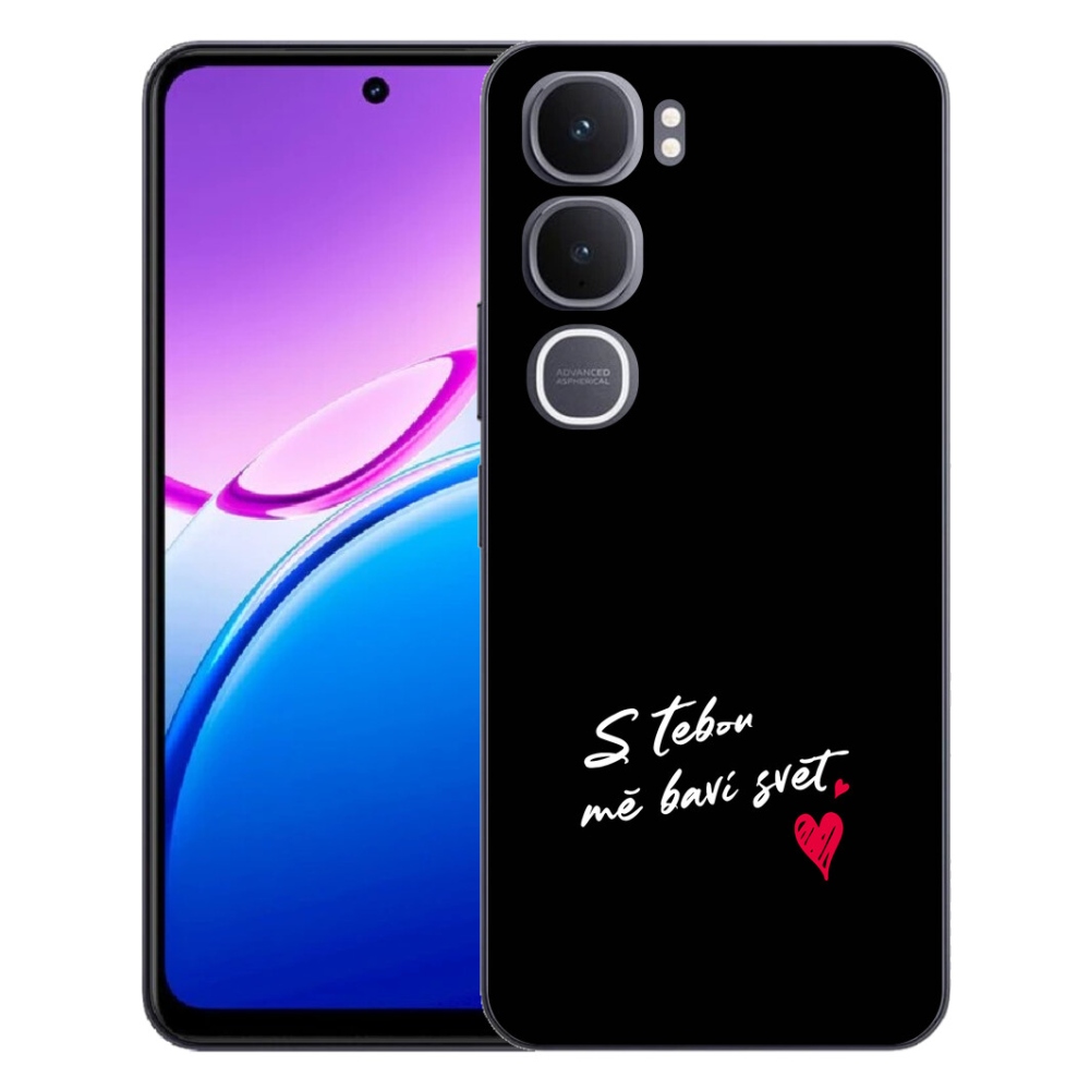 Gelový kryt mmCase na Vivo Y31 5G - zamilovaný text 1 černé pozadí