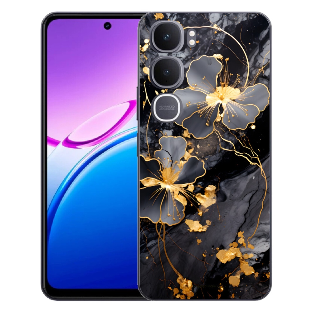 Gelový kryt mmCase na Vivo Y31 5G - zlaté květy