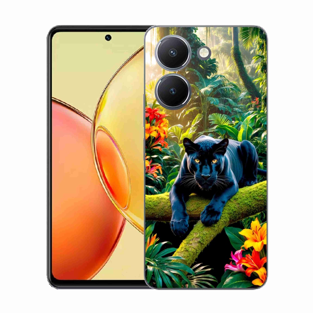 Gelový kryt mmCase na Vivo Y36 - černý panter v džungli