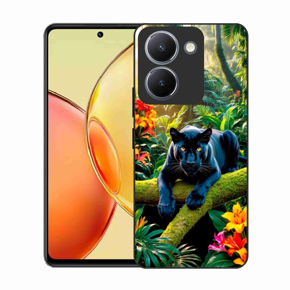 Gelový kryt mmCase na Vivo Y36 - černý panter v džungli