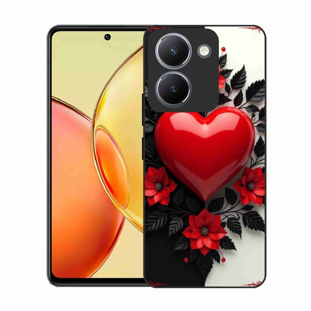 Gelový kryt mmCase na Vivo Y36 - červené srdce