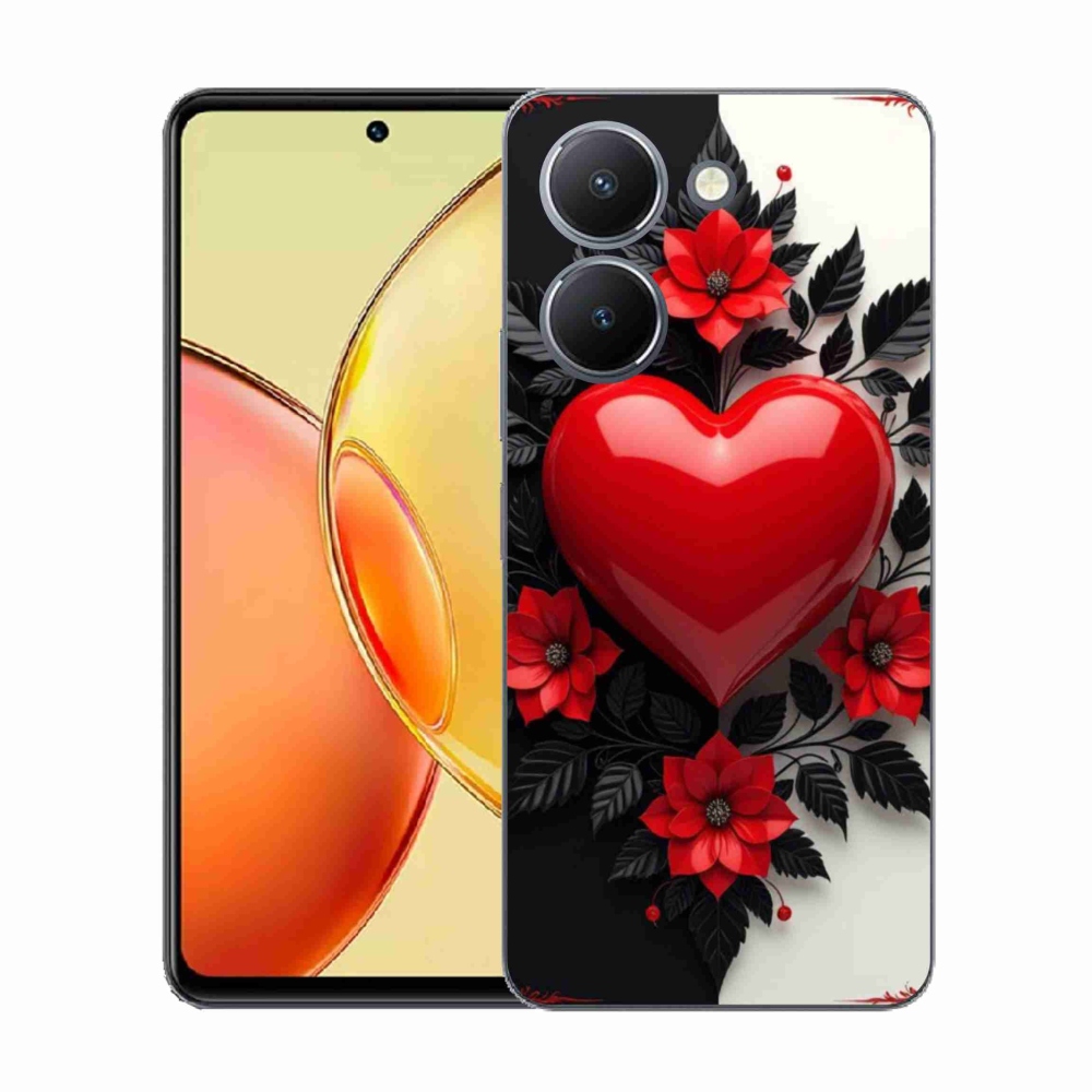 Gelový kryt mmCase na Vivo Y36 - červené srdce