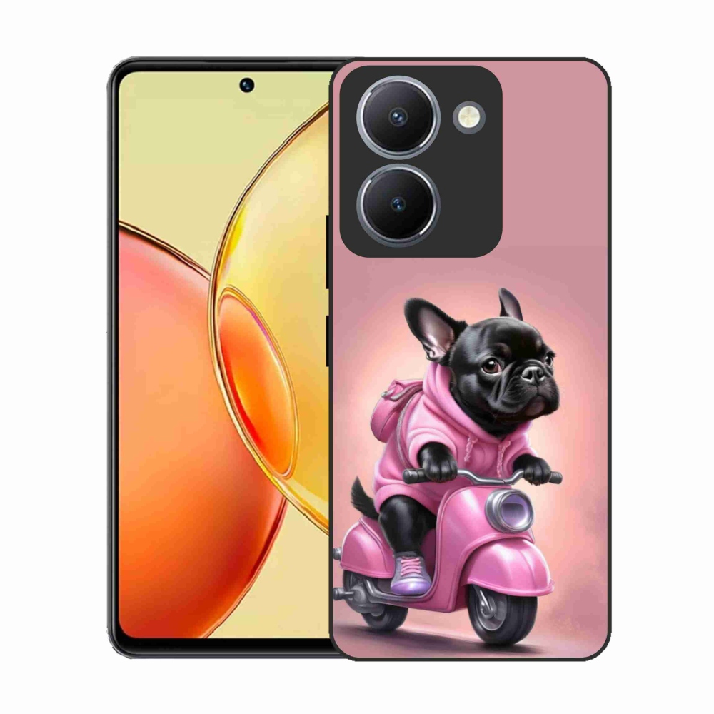 Gelový kryt mmCase na Vivo Y36 - francouzský buldoček na skútru