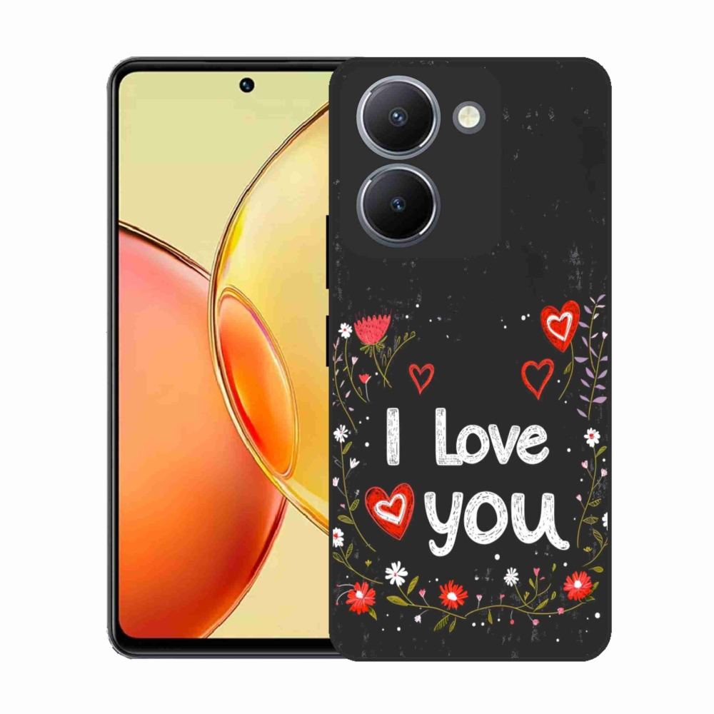 Gelový kryt mmCase na Vivo Y36 - I love you černé pozadí
