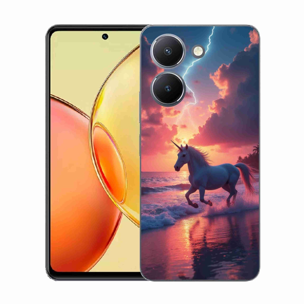 Gelový kryt mmCase na Vivo Y36 - jednorožec na pláži