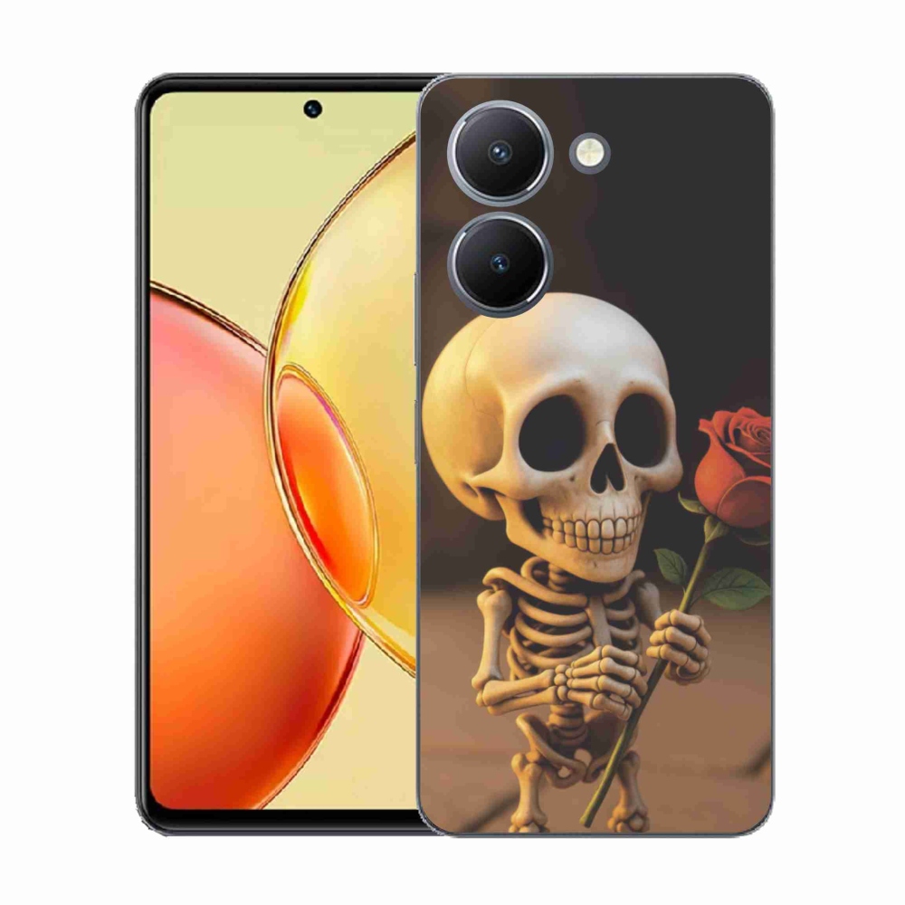 Gelový kryt mmCase na Vivo Y36 - kostlivec s růží