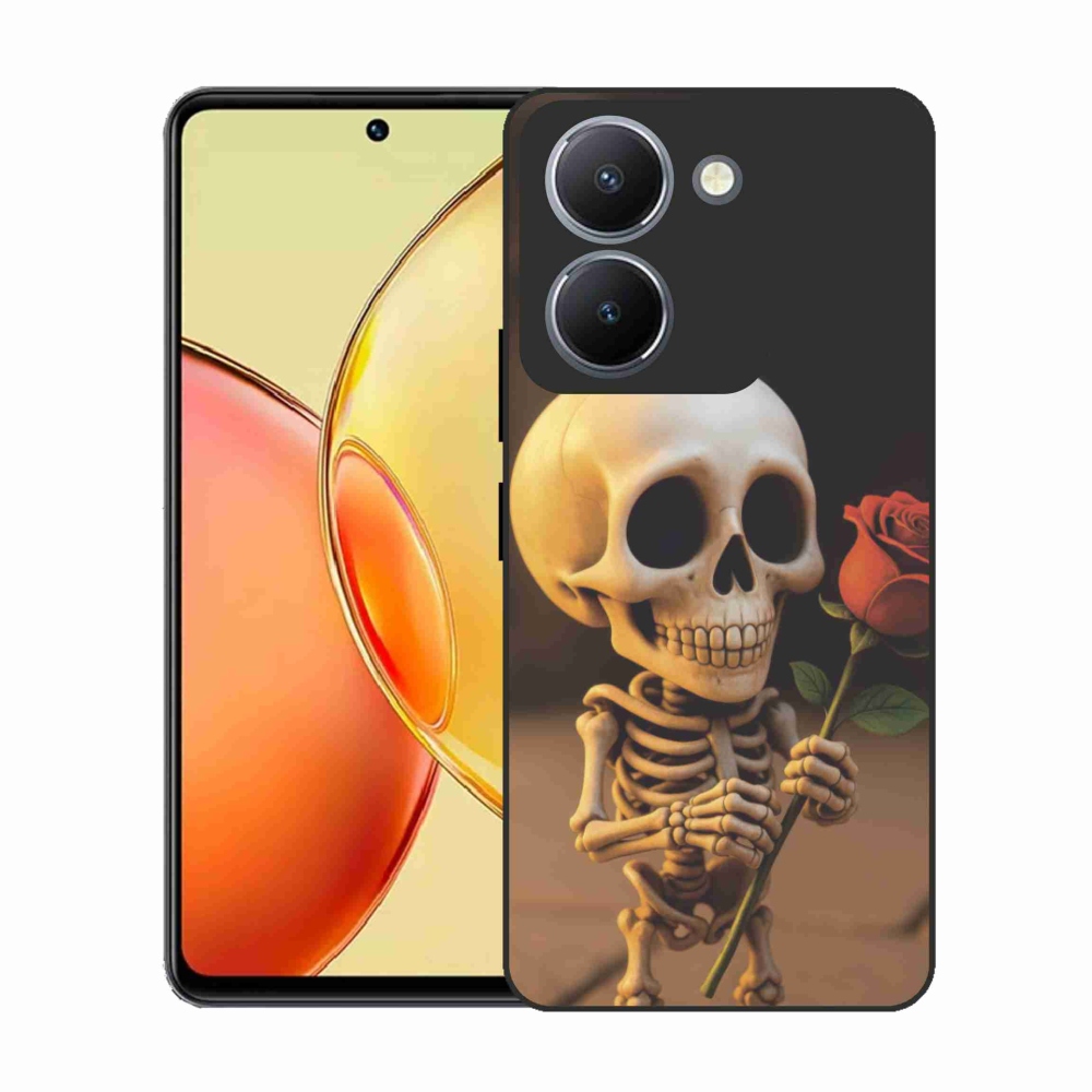 Gelový kryt mmCase na Vivo Y36 - kostlivec s růží