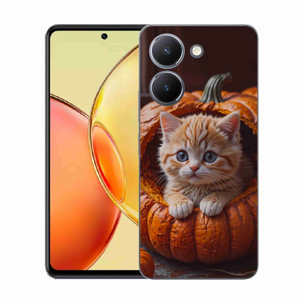 Gelový kryt mmCase na Vivo Y36 - kotě a dýně 2