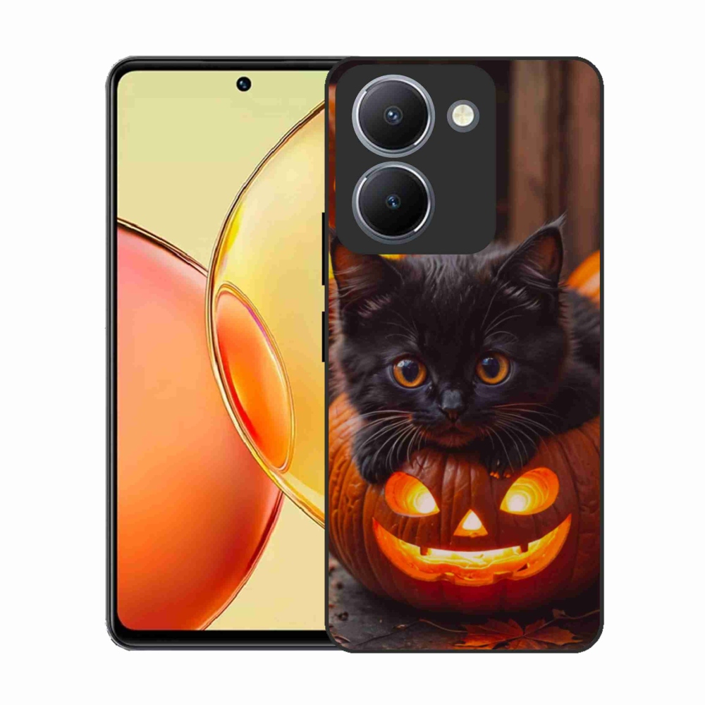 Gelový kryt mmCase na Vivo Y36 - kotě a dýně