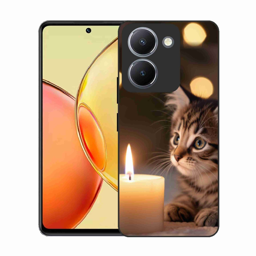Gelový kryt mmCase na Vivo Y36 - kotě a svíčka