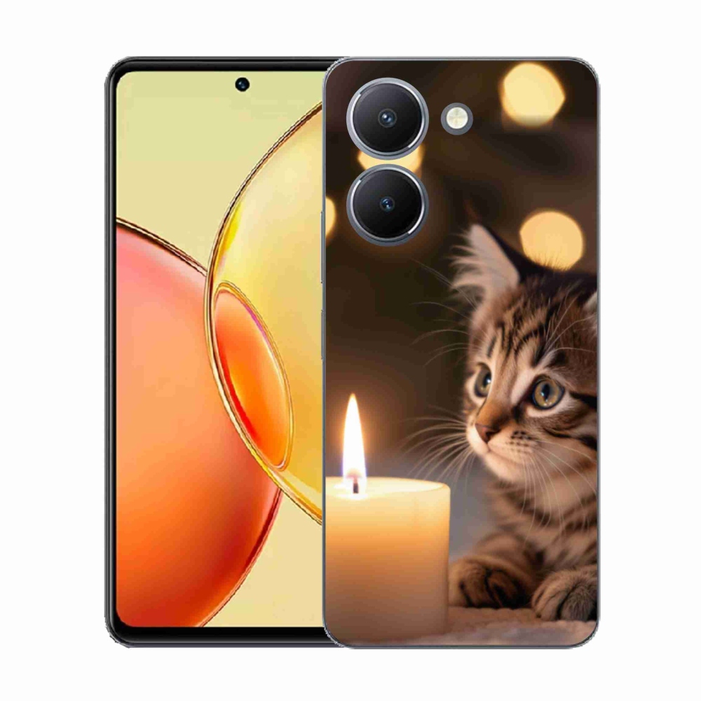 Gelový kryt mmCase na Vivo Y36 - kotě a svíčka