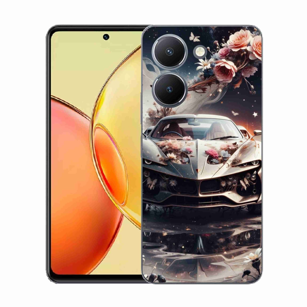 Gelový kryt mmCase na Vivo Y36 - květinový sportovní vůz