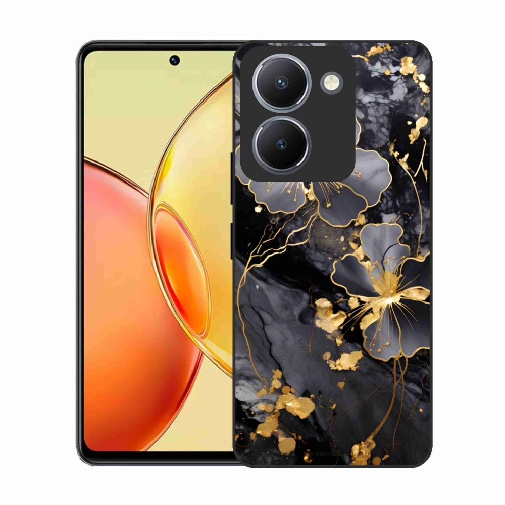 Gelový kryt mmCase na Vivo Y36 - zlaté květy