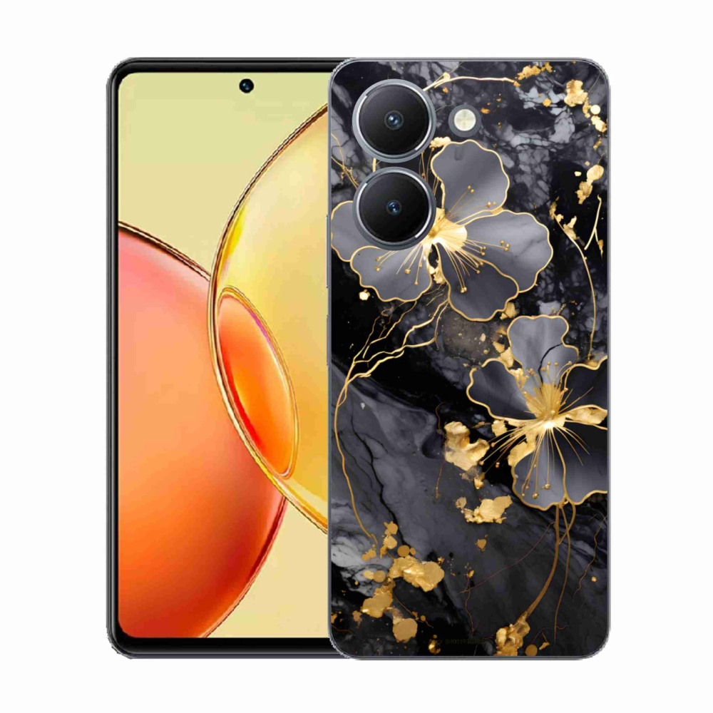 Gelový kryt mmCase na Vivo Y36 - zlaté květy