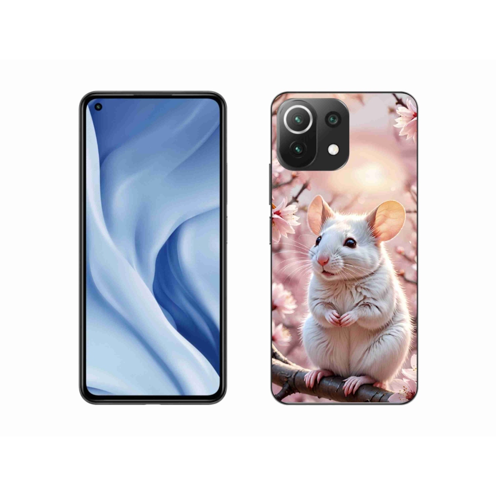 Gelový kryt mmCase na Xiaomi 11 Lite 5G NE - bílá myš na větvi