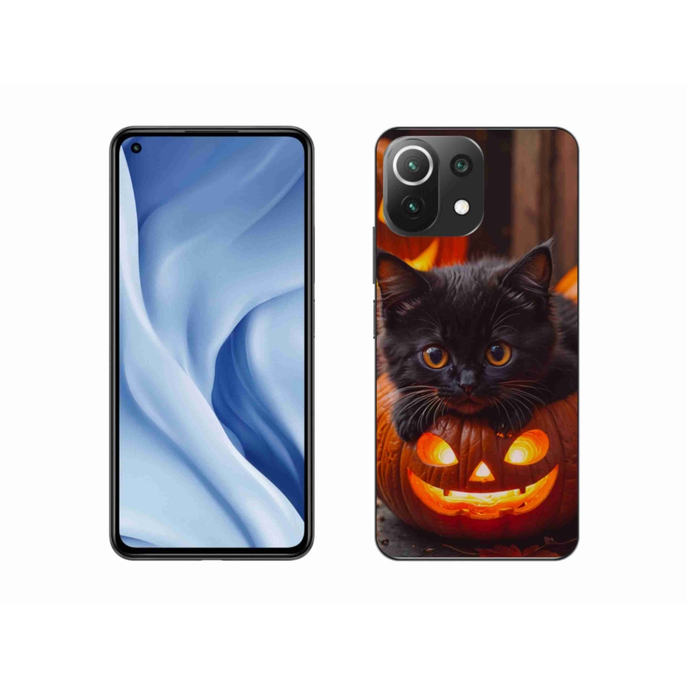 Gelový kryt mmCase na Xiaomi 11 Lite 5G NE - kotě a dýně