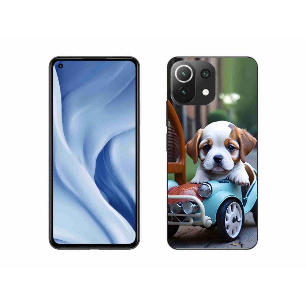 Gelový kryt mmCase na Xiaomi 11 Lite 5G NE - štěně v retro autě